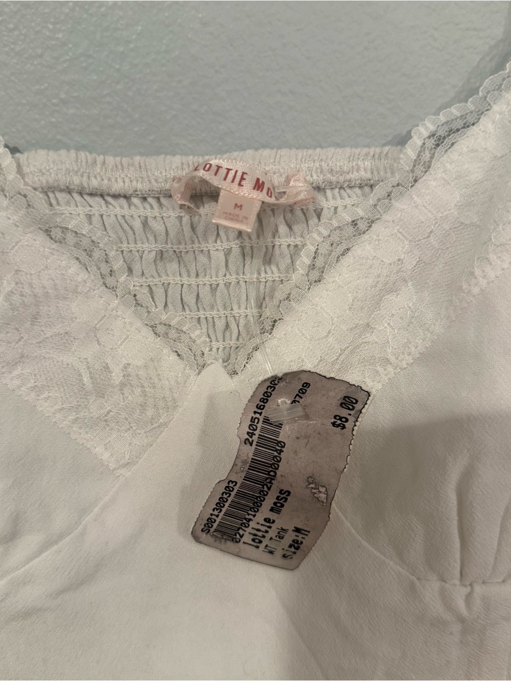 Women's Lace Trim White Camisole Bralette - Picture 5 of 5
